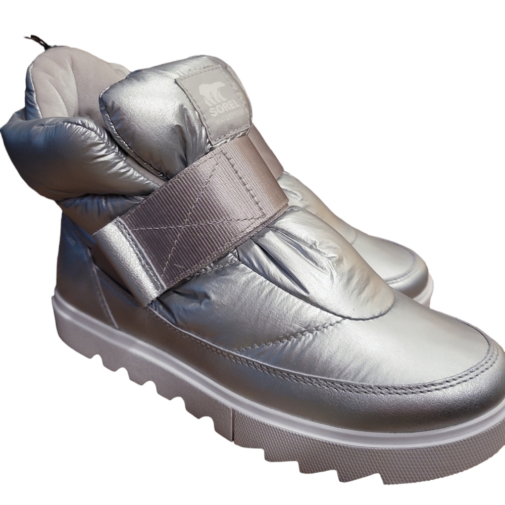 🎄SOREL Women's "Joan of Artic"  Strap/Puffy Silver Waterproof Boots